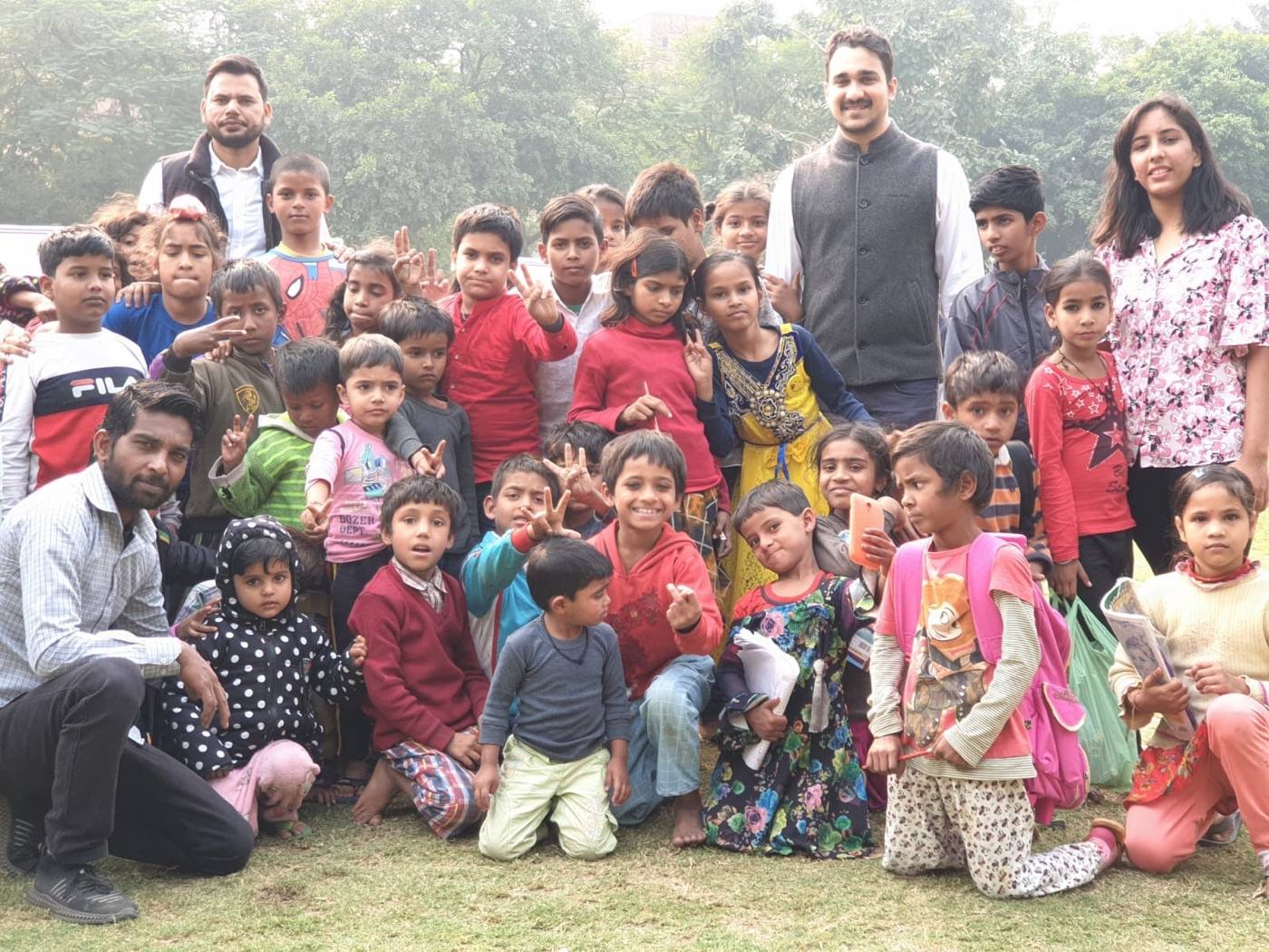 Children gathered at a Nikhaar Foundation education and welfare drive